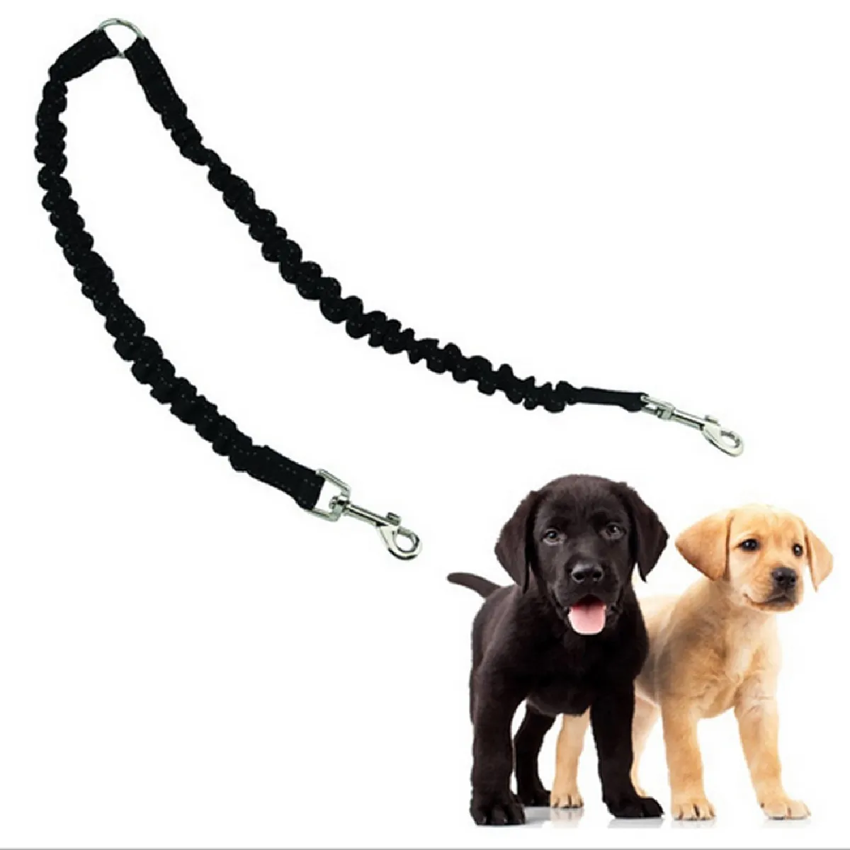 Comparer les prix de Attelage jumping double chien plomb, pas d'enchevêtrement de deux 2 laisse de chien et promenade chiot petit gros chien (noir)