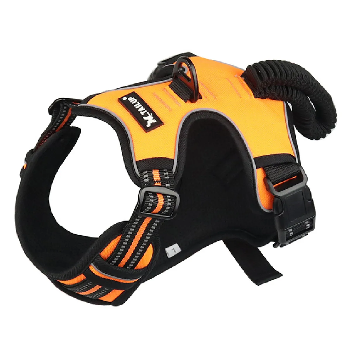 Meilleurs prix pour Animaux de compagnie nylon réfléchissant faisceau de chien sans étirement moyen réglable grand gilet de chien de ruée à l'or voiture de sécurité plomb marche course   bondage (orange)