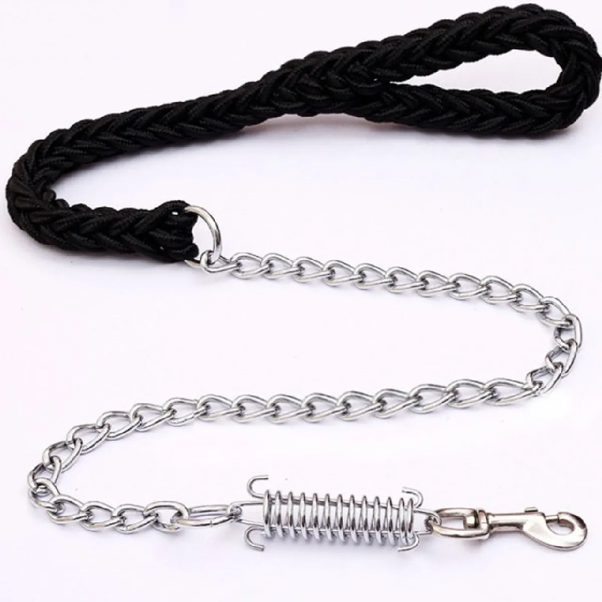 Comparer les prix de Ceinture de chien en nylon super forte de 130 cm Collier de chien réglable double rangée en toile verte pour chien moyen et grand avec amortisseur à ressort   Ceinture (noir)
