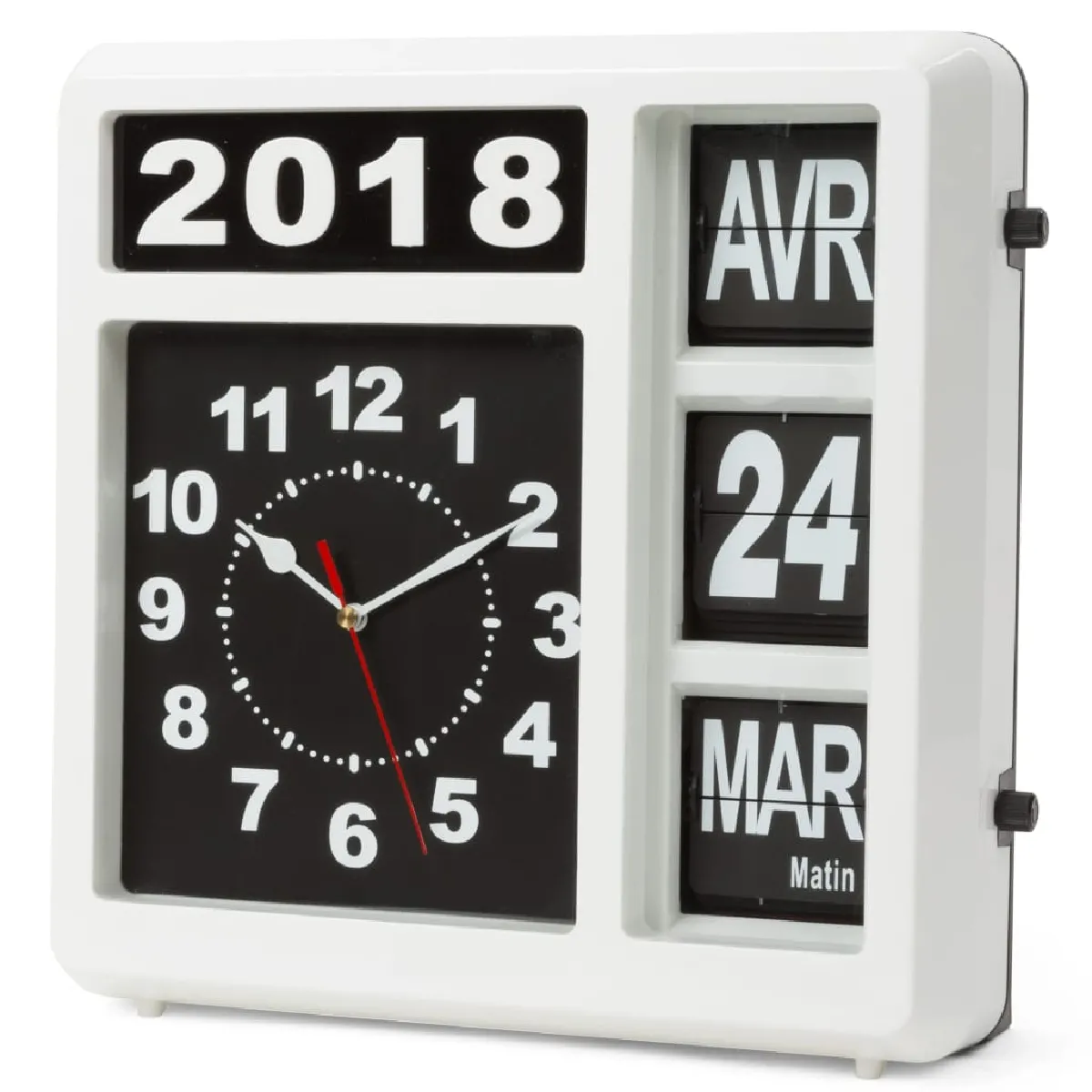Perel Blanc Horloge Murale Avec Calendrier