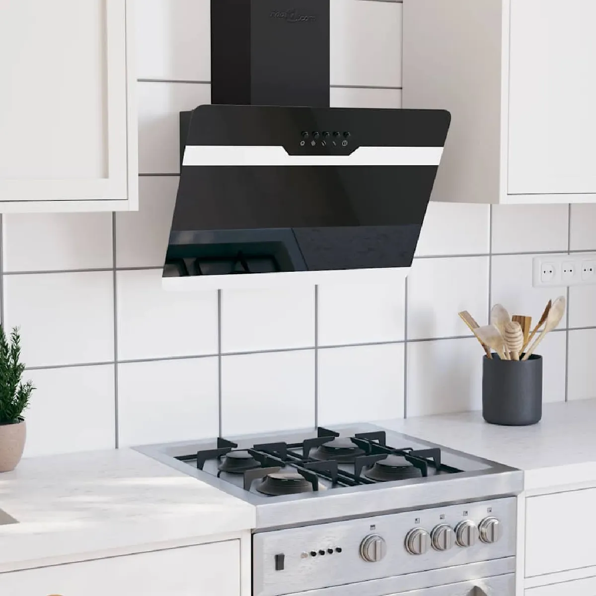 Hotte Murale VidaXL 60 cm – Débit 297 m³/h, 3 Vitesses, Acier et Verre Trempé - vue 2