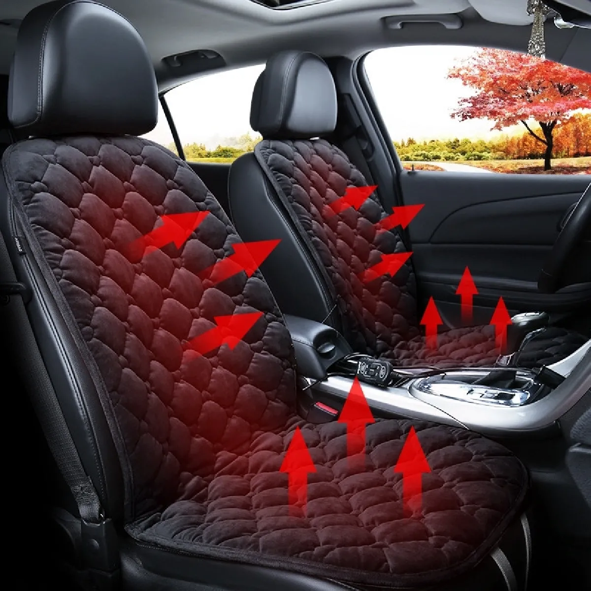 Comparer les prix de Housse de coussin chauffant chauffante pour siège de voiture 24V chauffée en hiversiège double noir