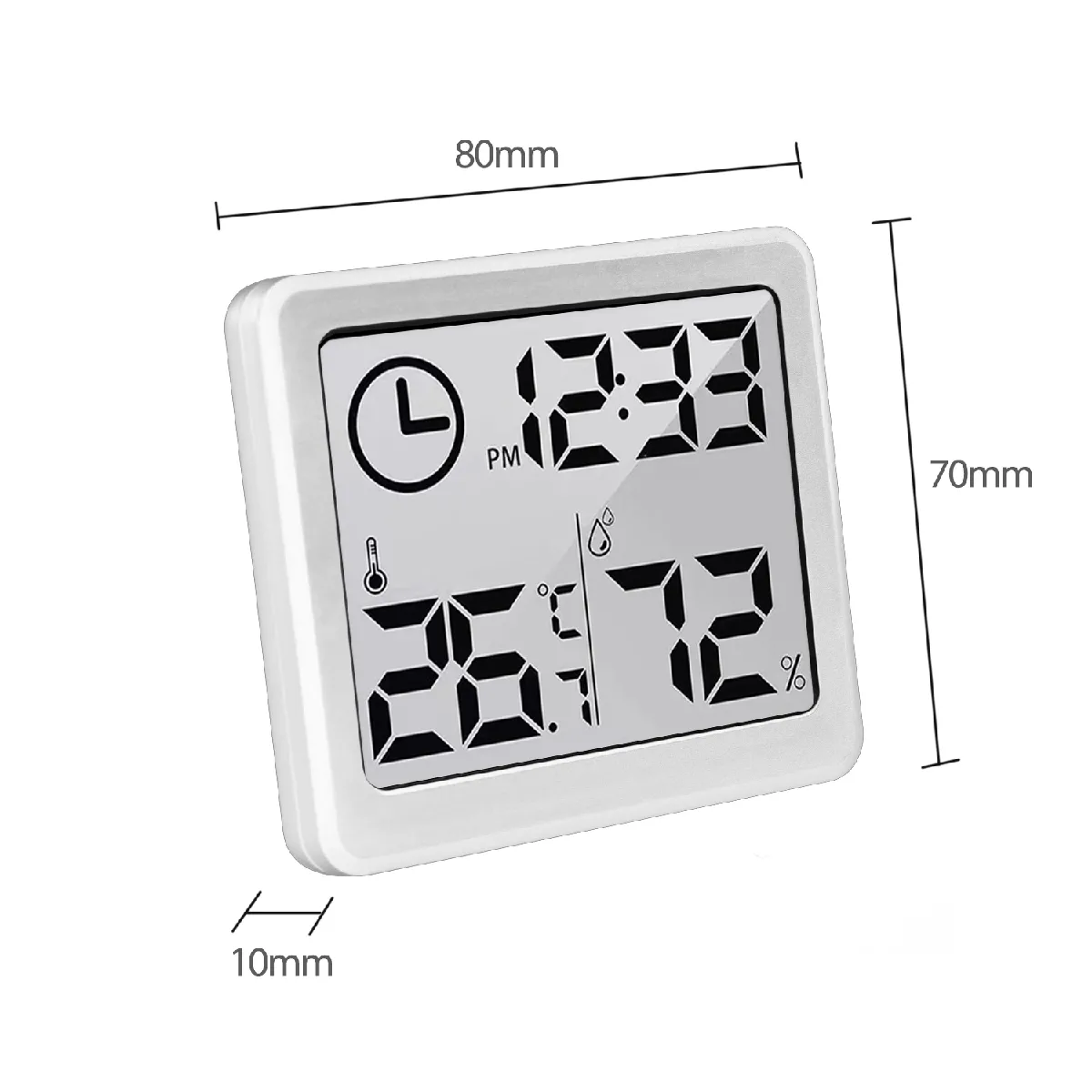 Hygromètre Thermomètre Horloge Murale Argenté - 3-en-1, Neuf Sous Emballage, Générique