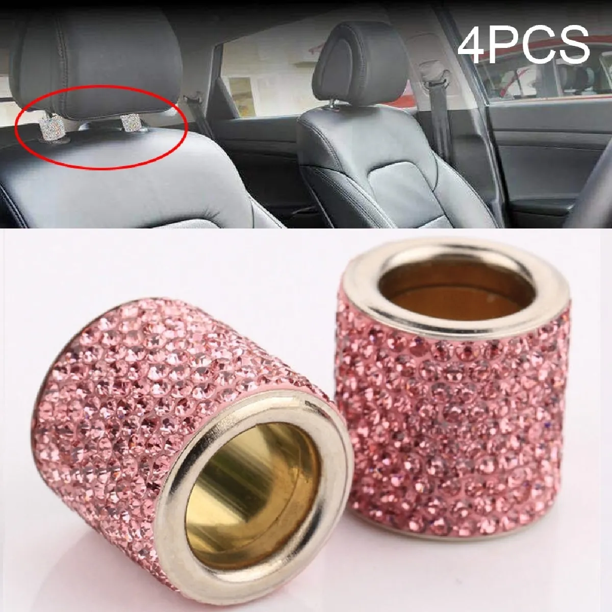 Meilleurs prix pour 4 pcs oreiller tête de cristal de voiture modifié décoration rose