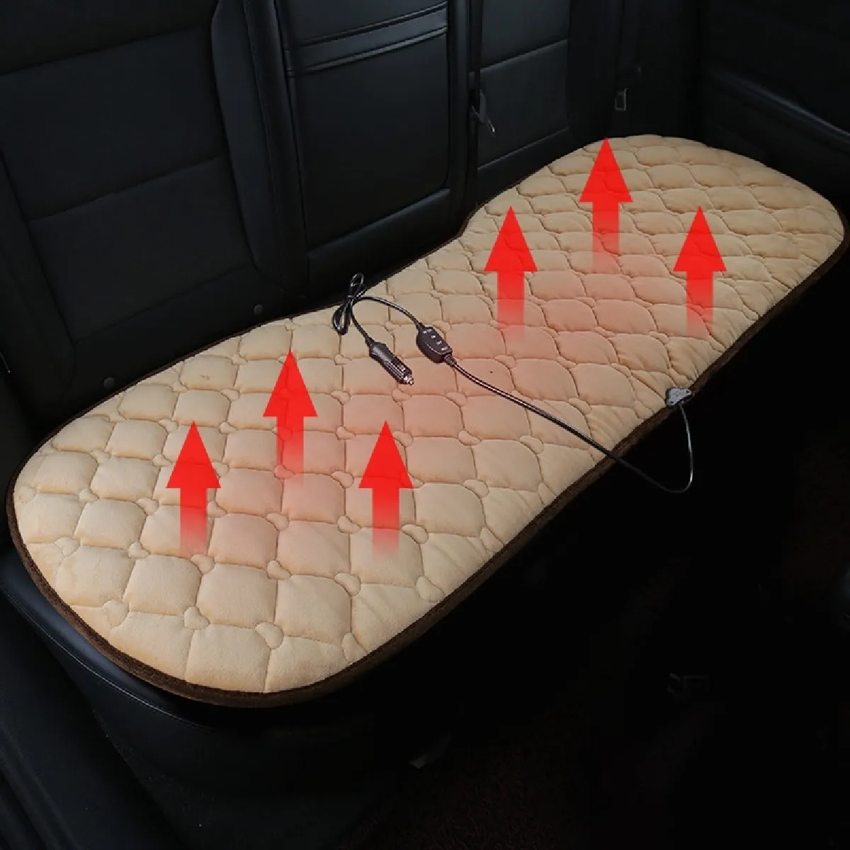Comparer les prix de Housse de coussin chauffant pour siège de voiture arrière 12V chauffée en hiver beige