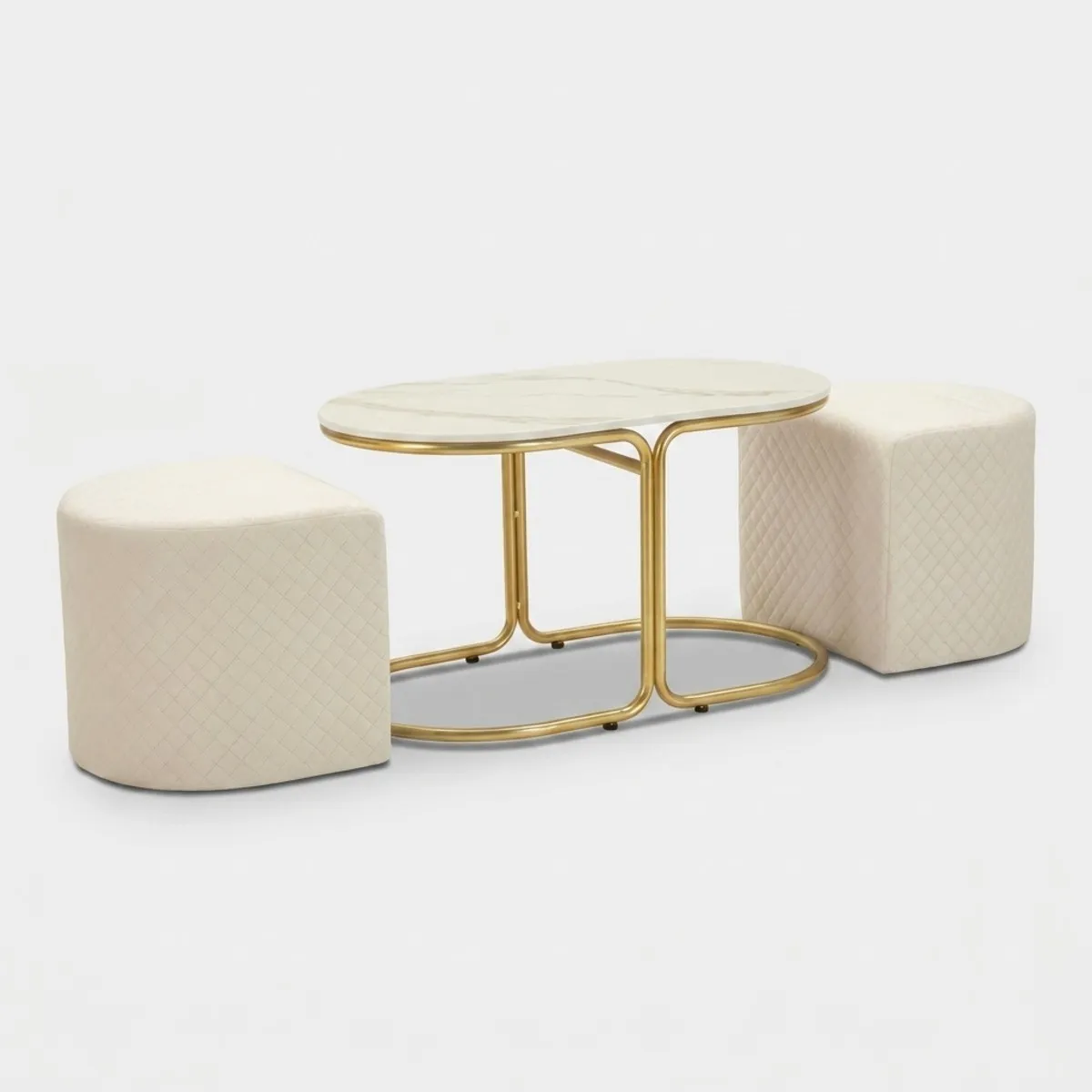 Mauro Ferretti Table Basse Avec 2 Poufs De Salon Moderne Relax