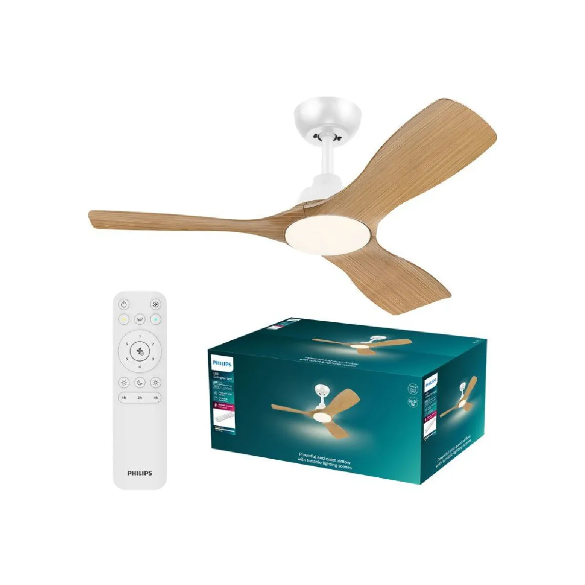 Philips Olas 30 - Ventilateur plafond 106 cm - LED intégrée - 6 vitesses - Blanc