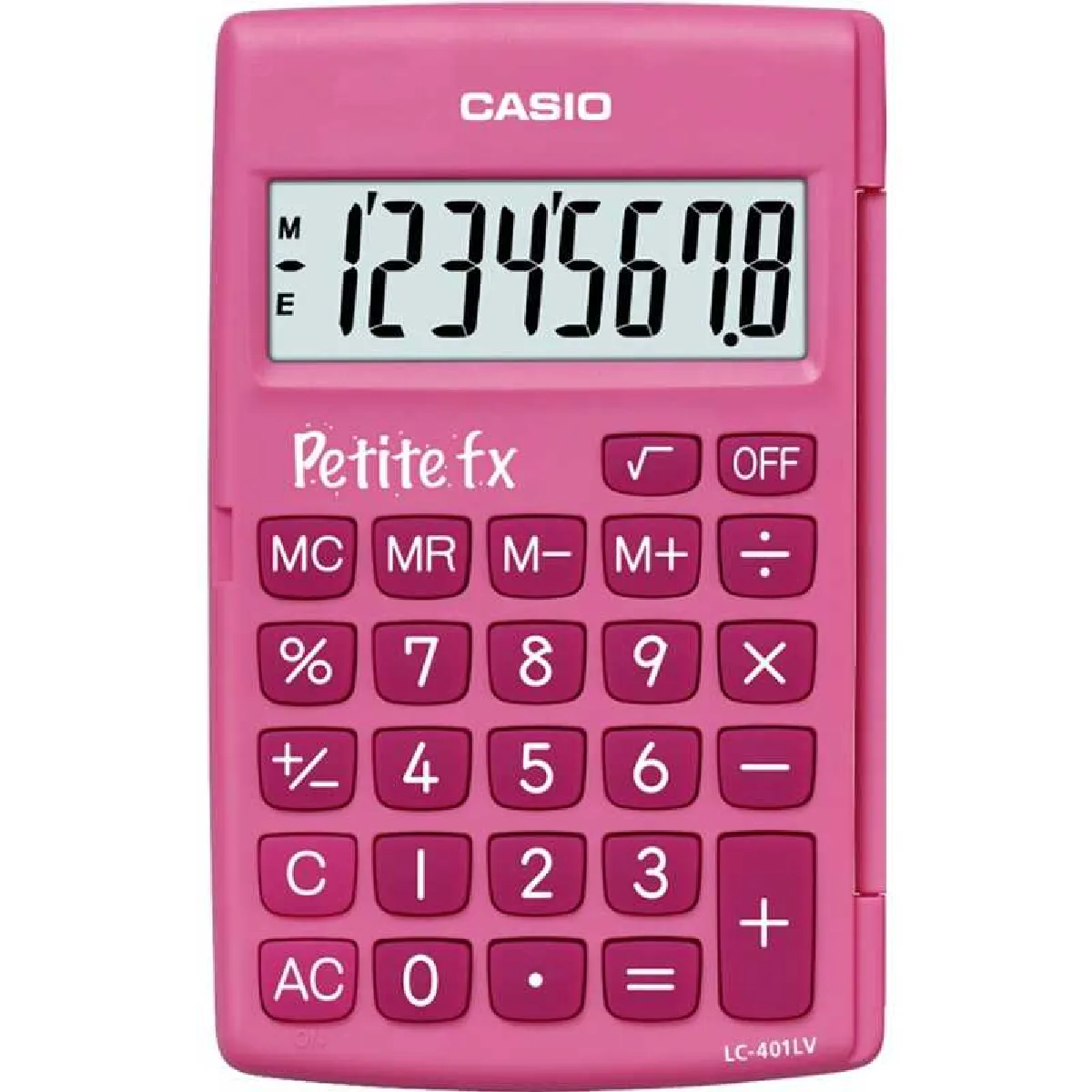 Casio Petite FX rose - Calculatrice de poche 8 chiffres - École primaire
