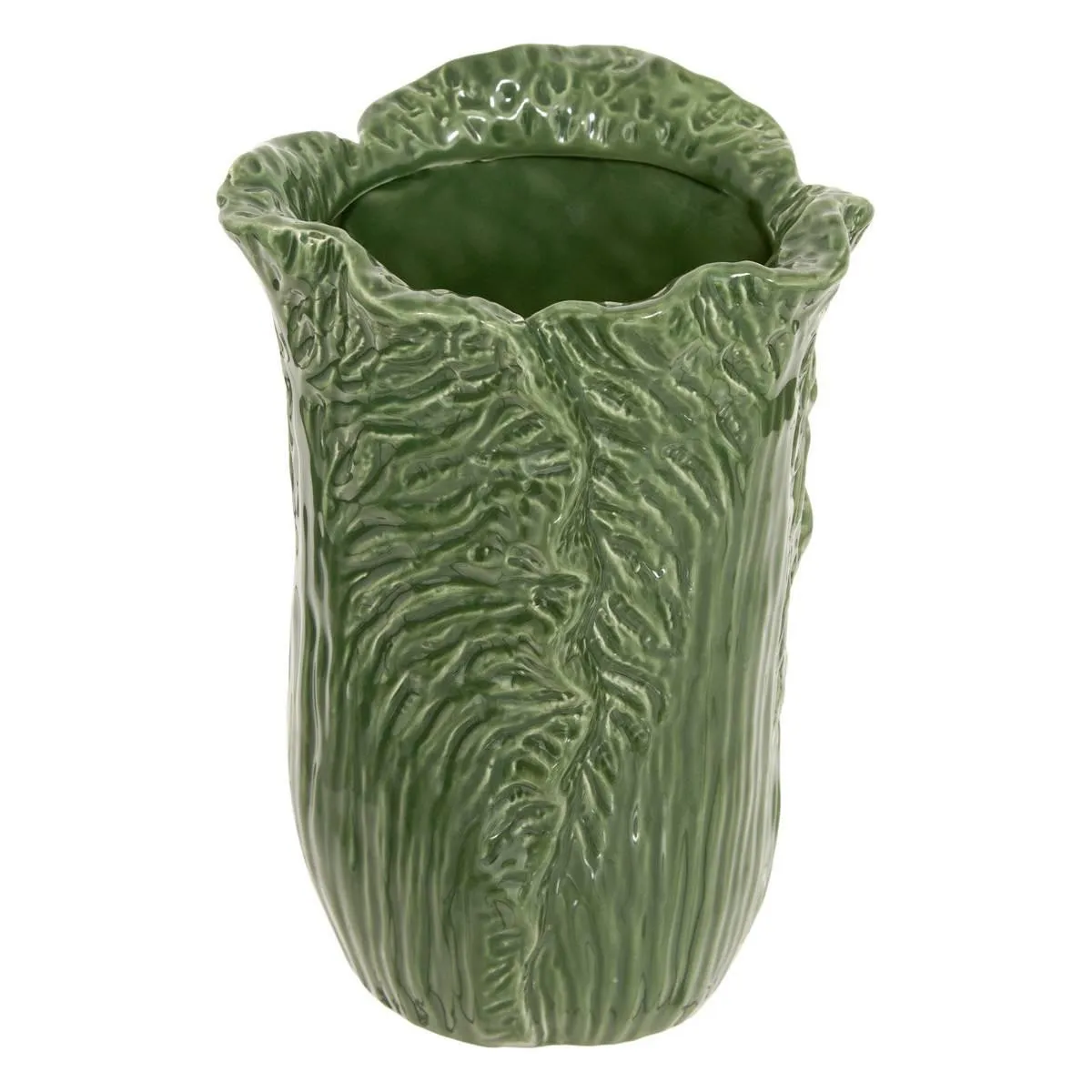 ATMOSPHERA Vase D&eacute;co en Dolomite Lisi&egrave;re 20cm Vert
