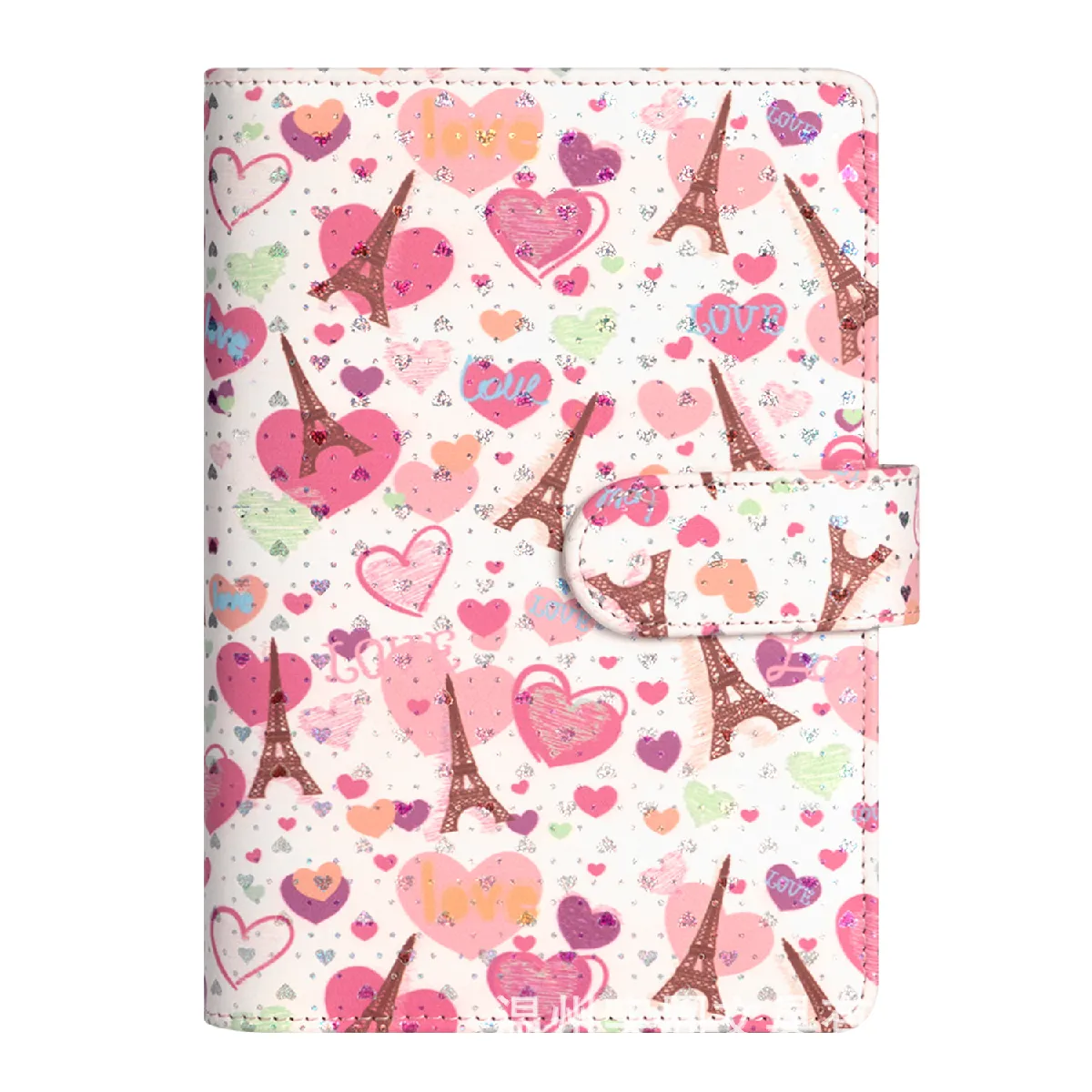 Carnet voyage rechargeable A6 Love Eiffel Tower, motif macaron coréen, blanche,