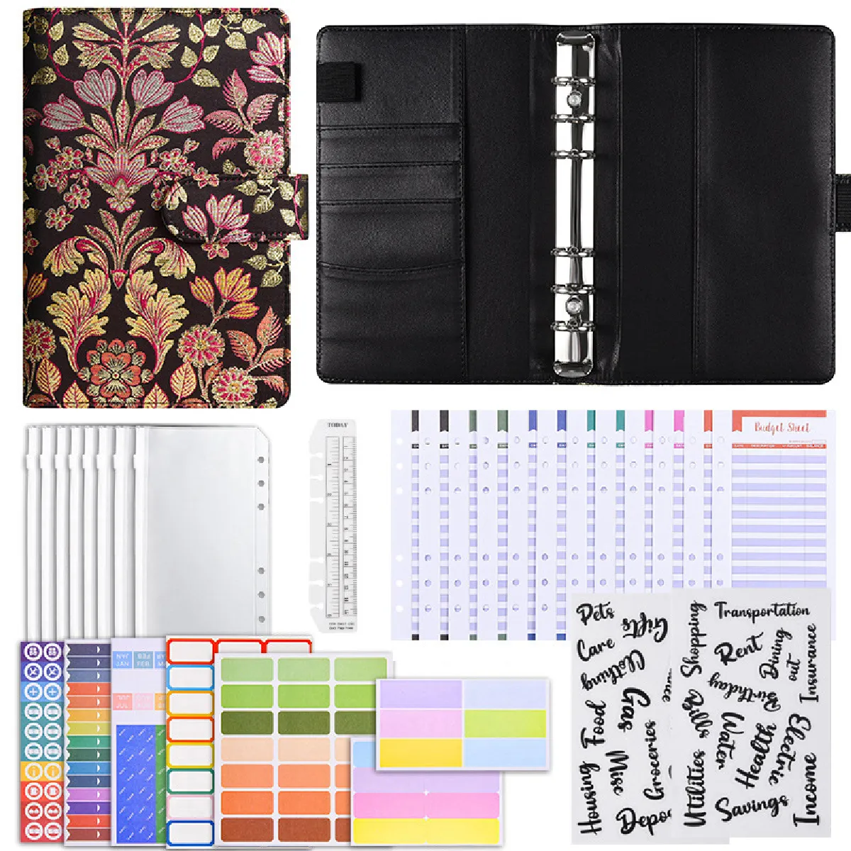 Carnet budget à feuilles mobiles texturées, couleurs macaron, carnet gestion et