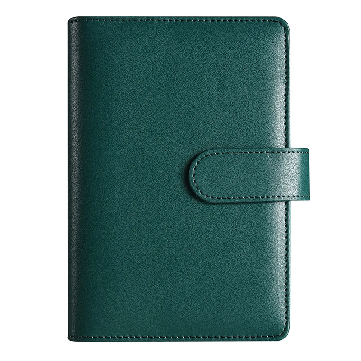 Carnet à anneaux A6 avec pochette zippée, couverture en similicuir style vert