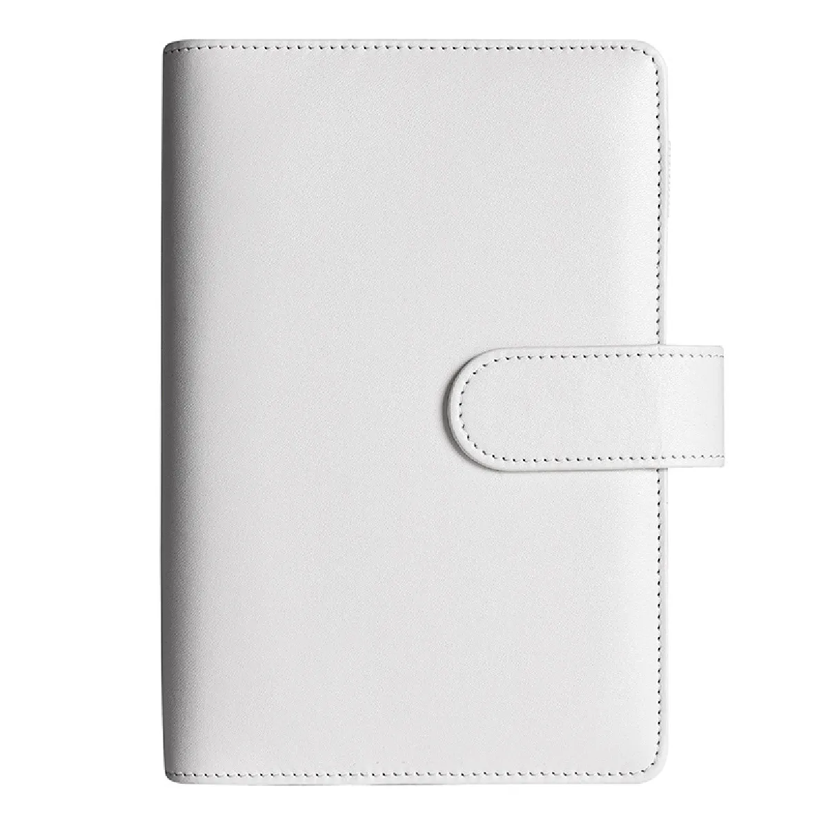Carnet notes A6 en cuir PU avec fermeture éclair, style macaron, blanc
