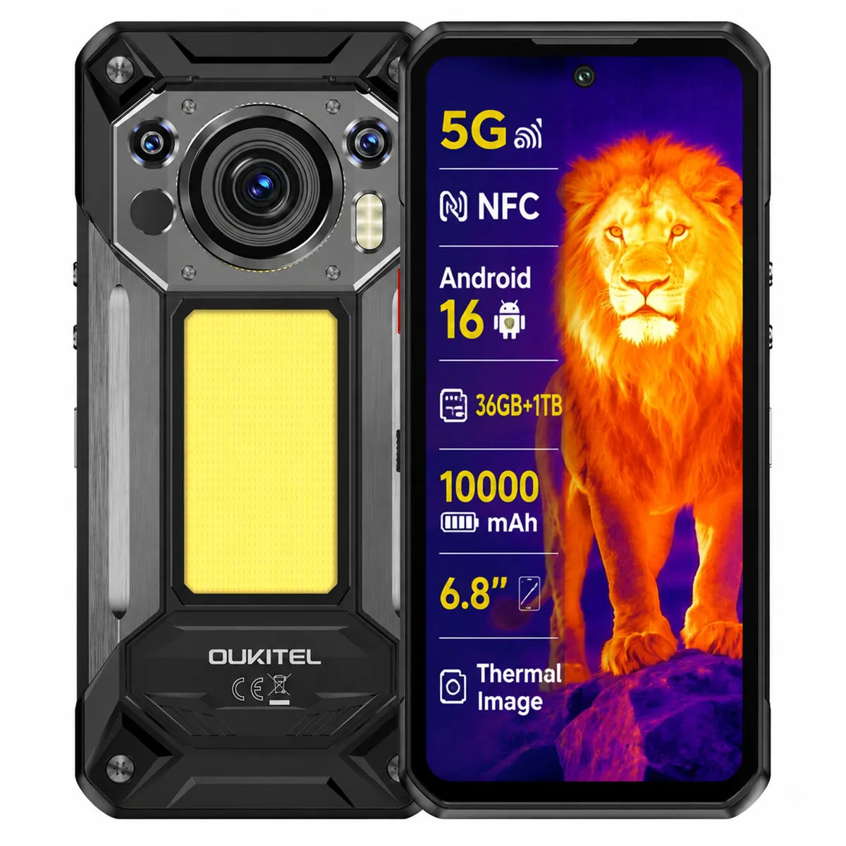 DOOGEE Oukitel WP500 Ultra 12GB+1TB 5G Cam&eacute;ra thermique - Noir