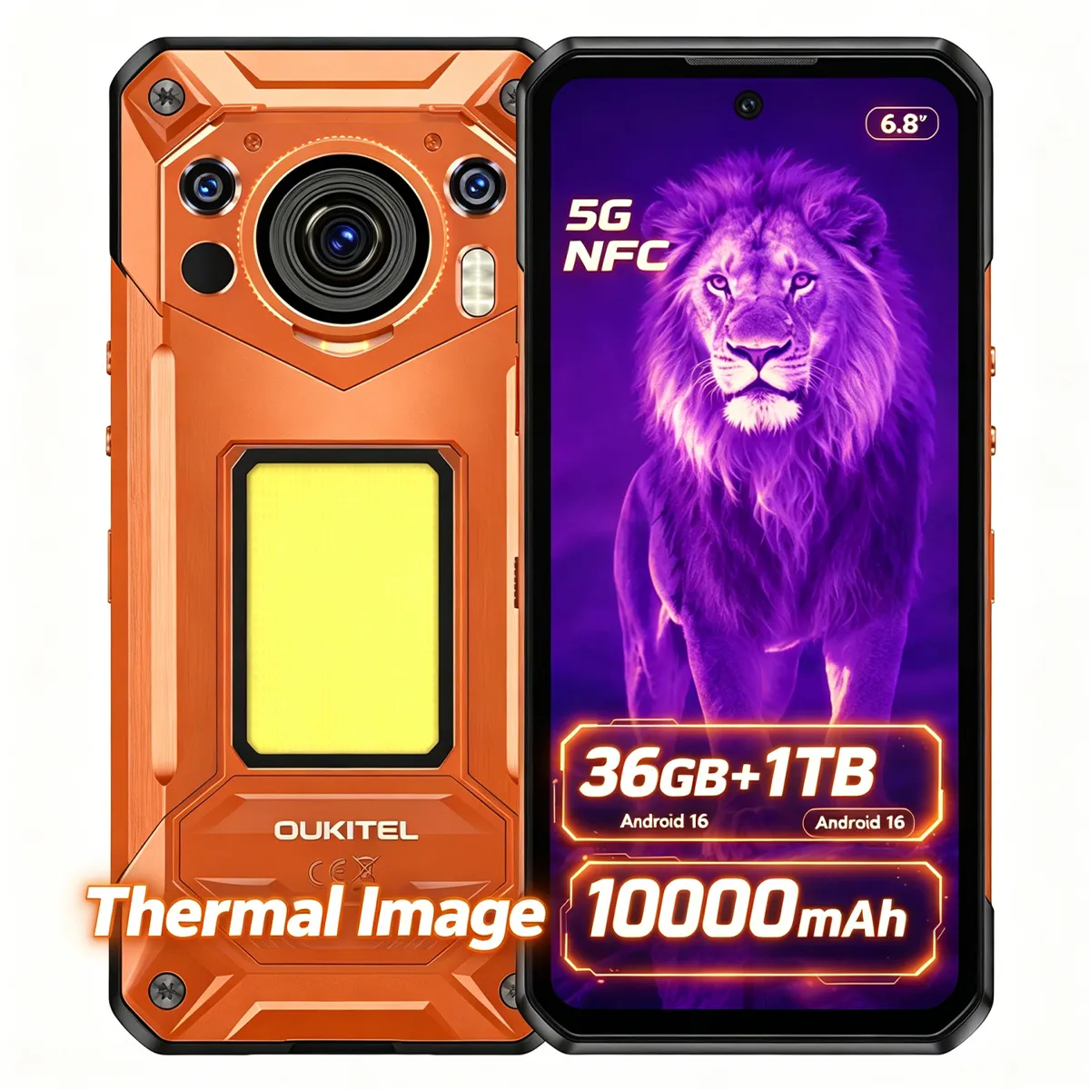 DOOGEE Oukitel WP500 Ultra 10000mAh 12GB+1TB 5G Thermique - Orange