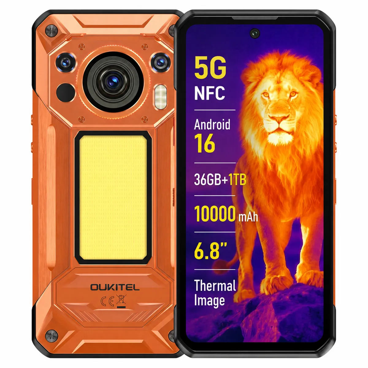 DOOGEE Oukitel WP500 Ultra 12GB+1TB 5G Cam&eacute;ra thermique - Orange