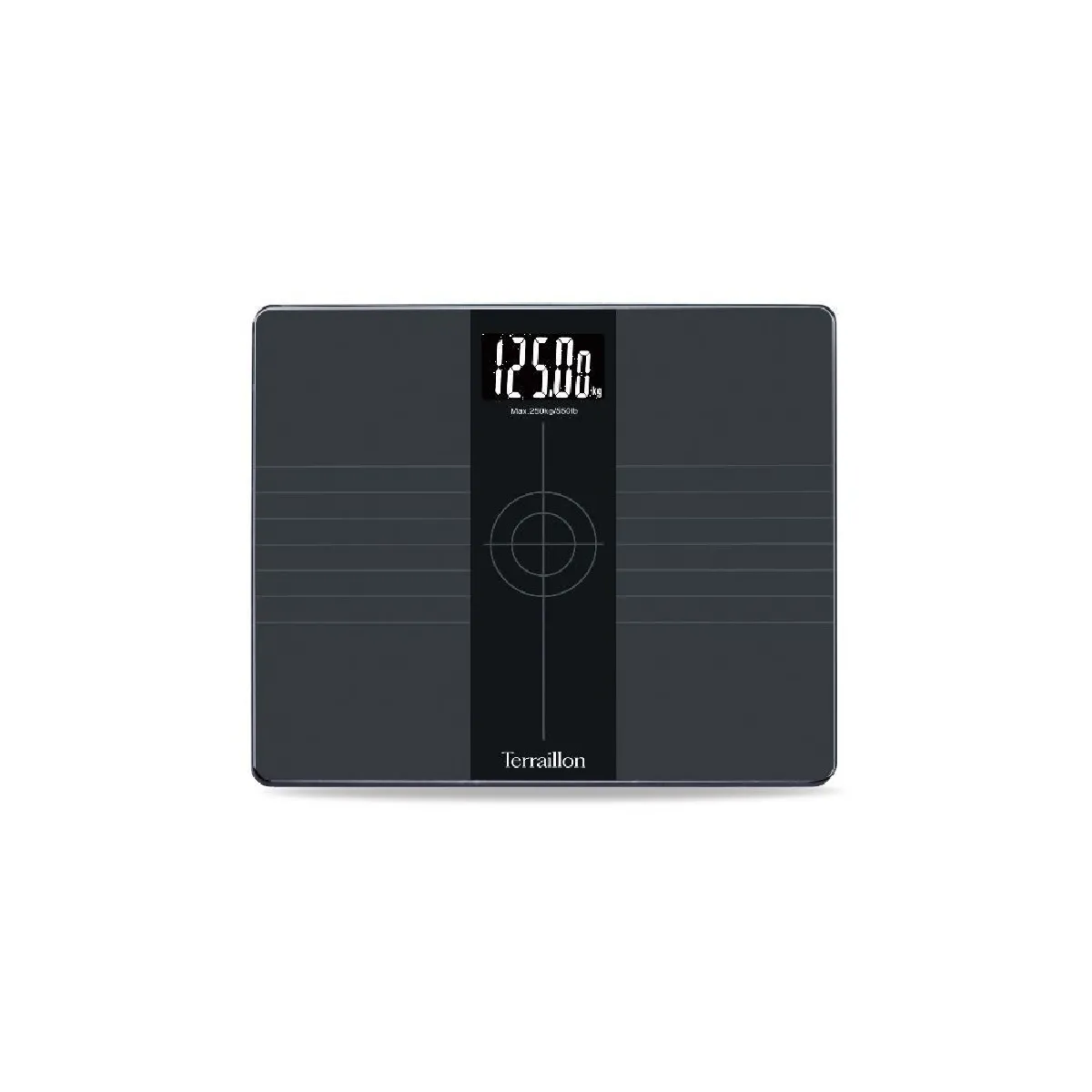 TERRAILLON  Every-Body - Balance &eacute;lectronique 250 kg - Plateforme verre 35 x 29 cm - LCD r&eacute;tro&eacute;clair&eacute; - Noir
