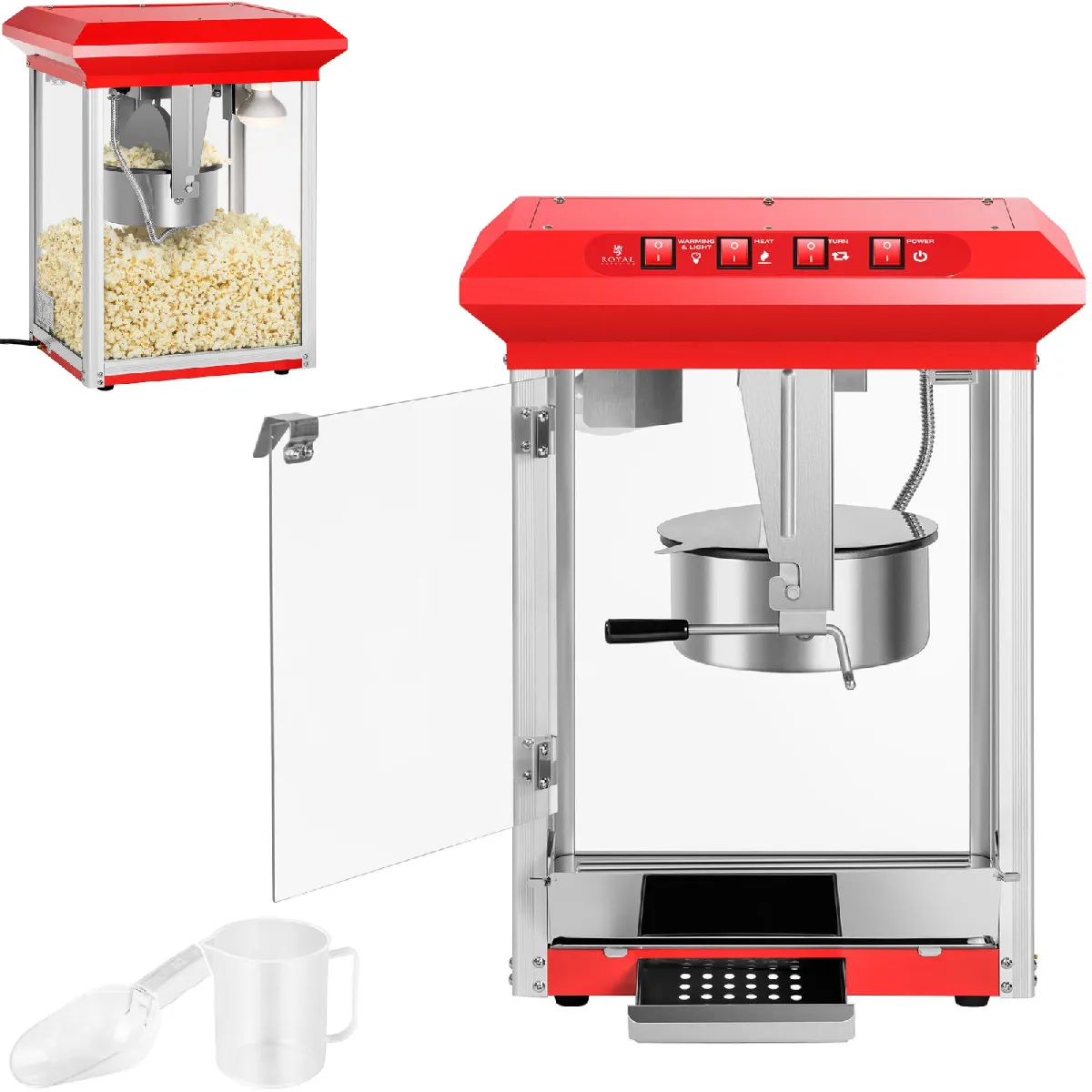 Royal Catering Rouge Machine À Popcorn - 5 Kg/H - 1300 W - Eco - Image 2