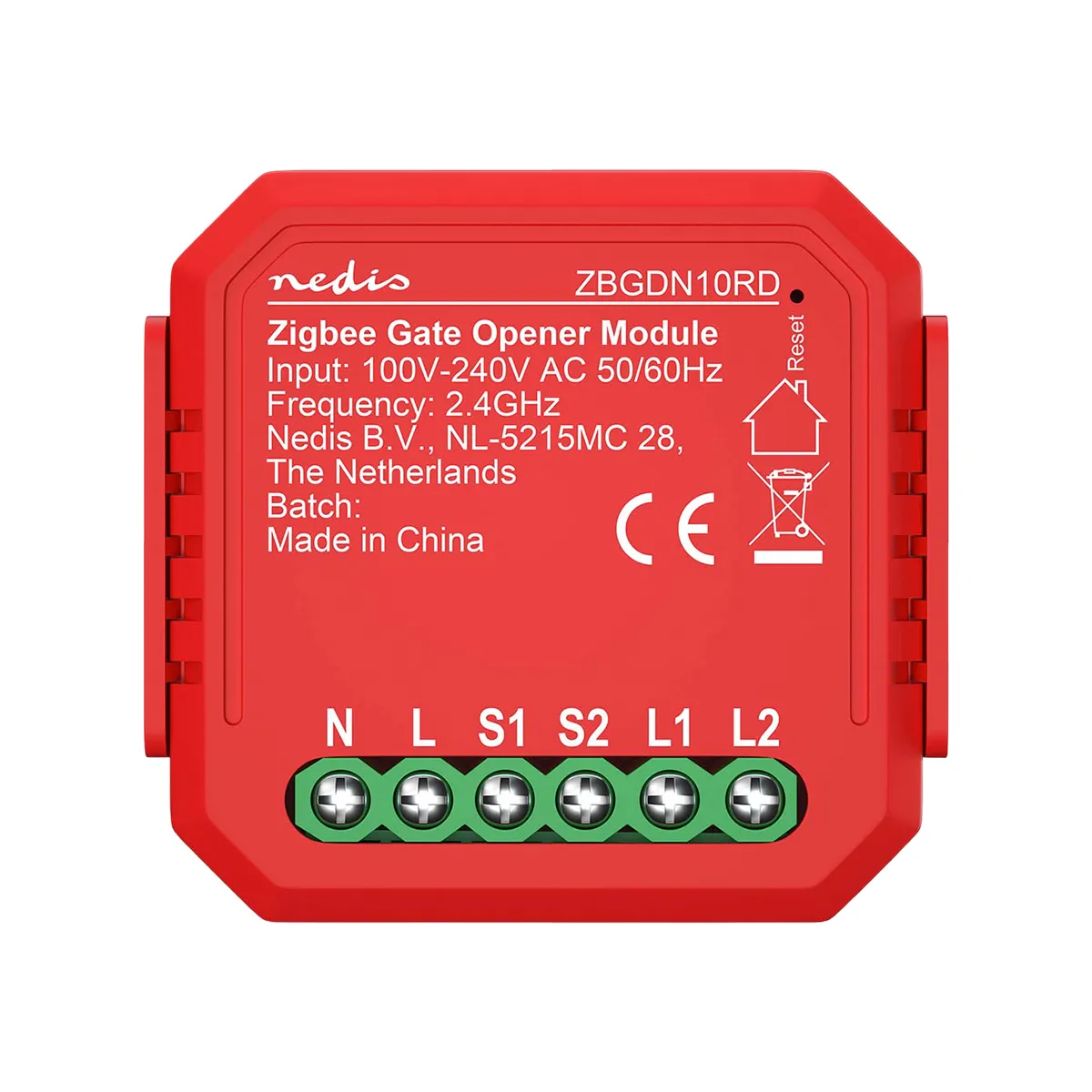 Nedis Rouge Interrupteur Connecté Zigbee 3.0 2.5W Pour Ouvre-Porte De Garage