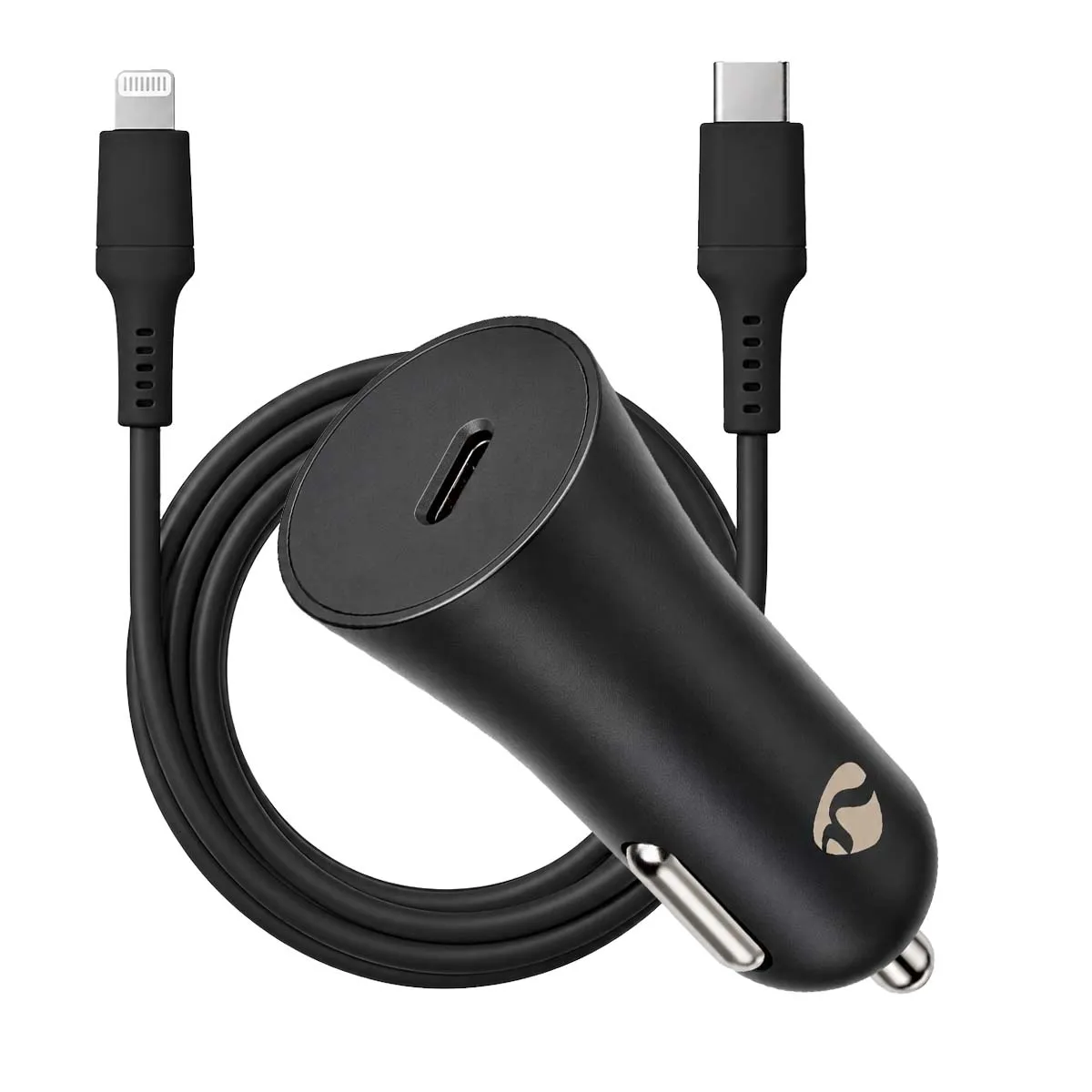 Nedis Noir Chargeur Voiture 20W Usb-C Power Delivery Avec Câble Lightning 1M