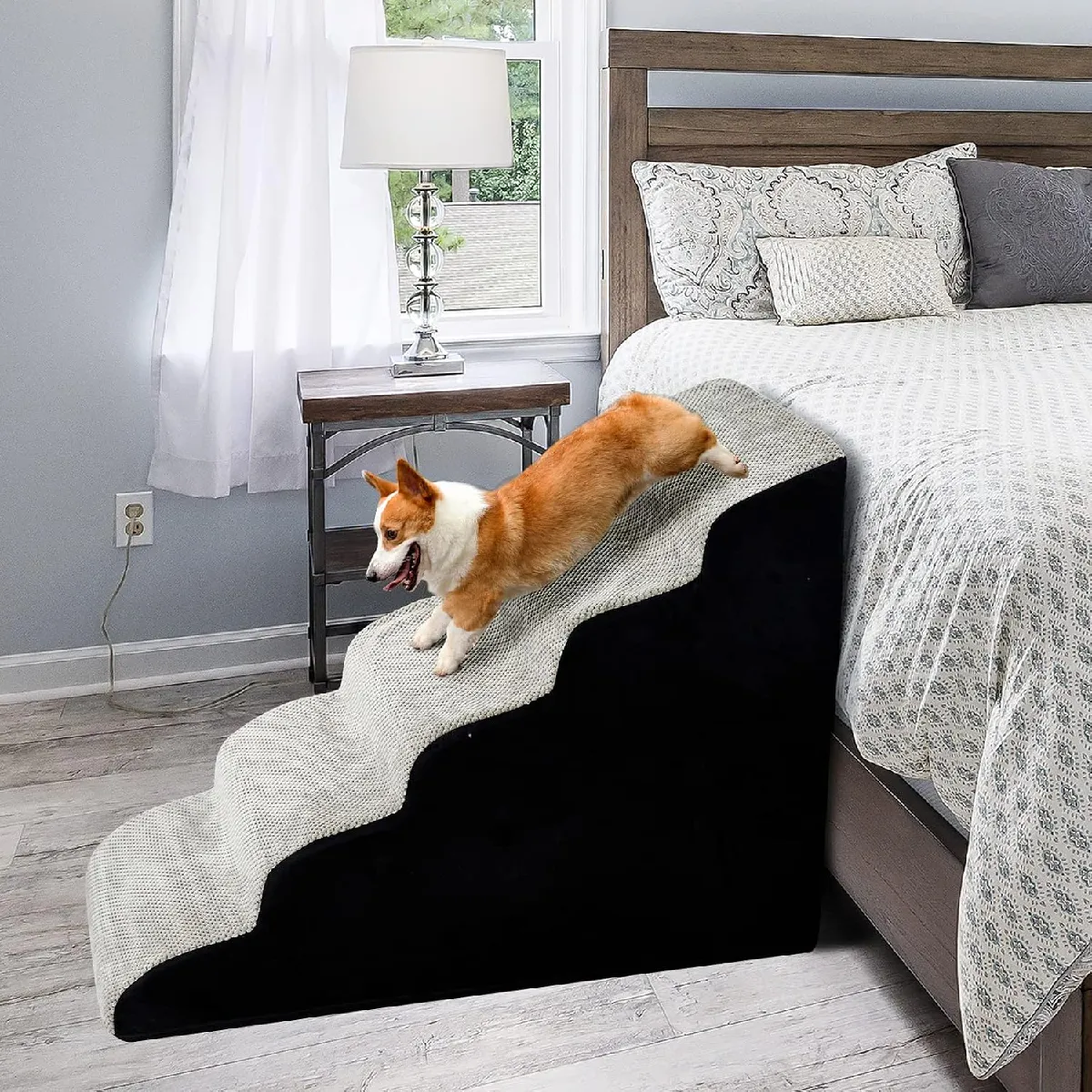 Escalier pour chien de 60 cm de haut, 5 marches pour lit à sommier tapissier, canapé, escal
