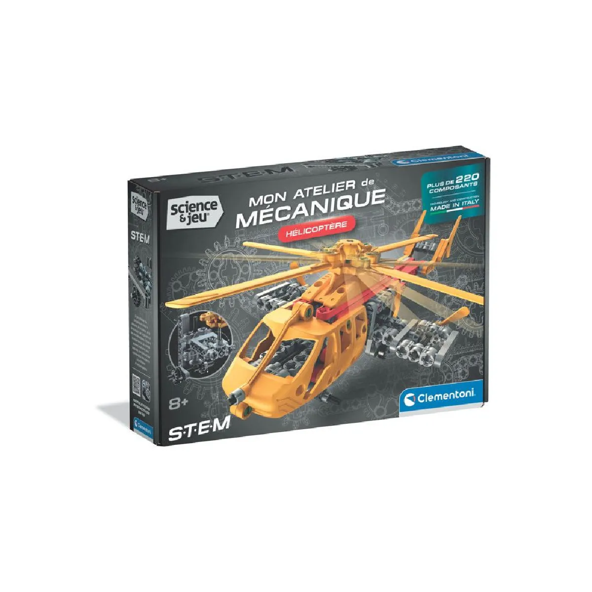 Clementoni STEM Hélicoptère - Kit de construction 220+ pièces - Rotors rotatifs
