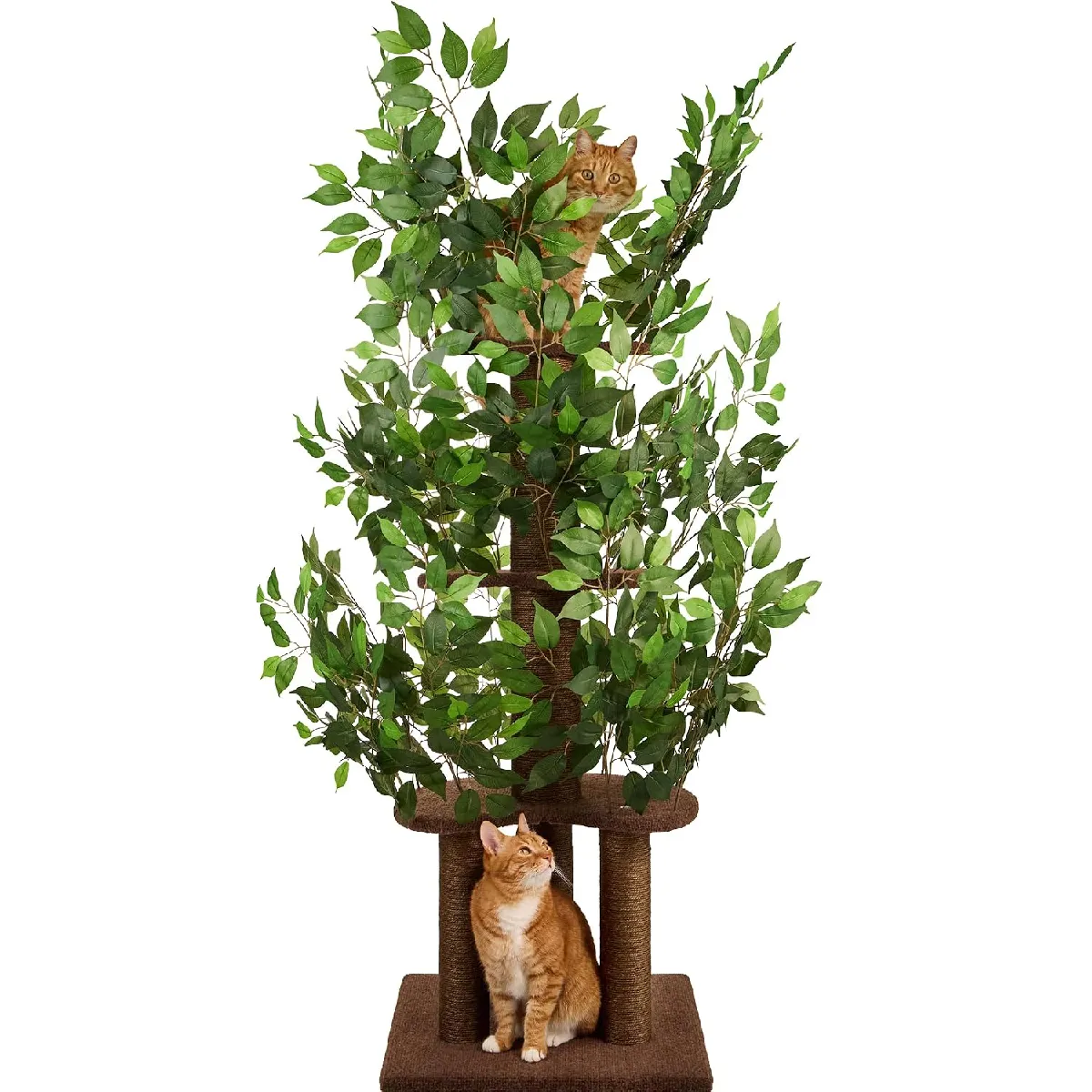Arbre à chat 4 niveaux et 3 piliers à gratter Montage facile Stable et peu encombrant