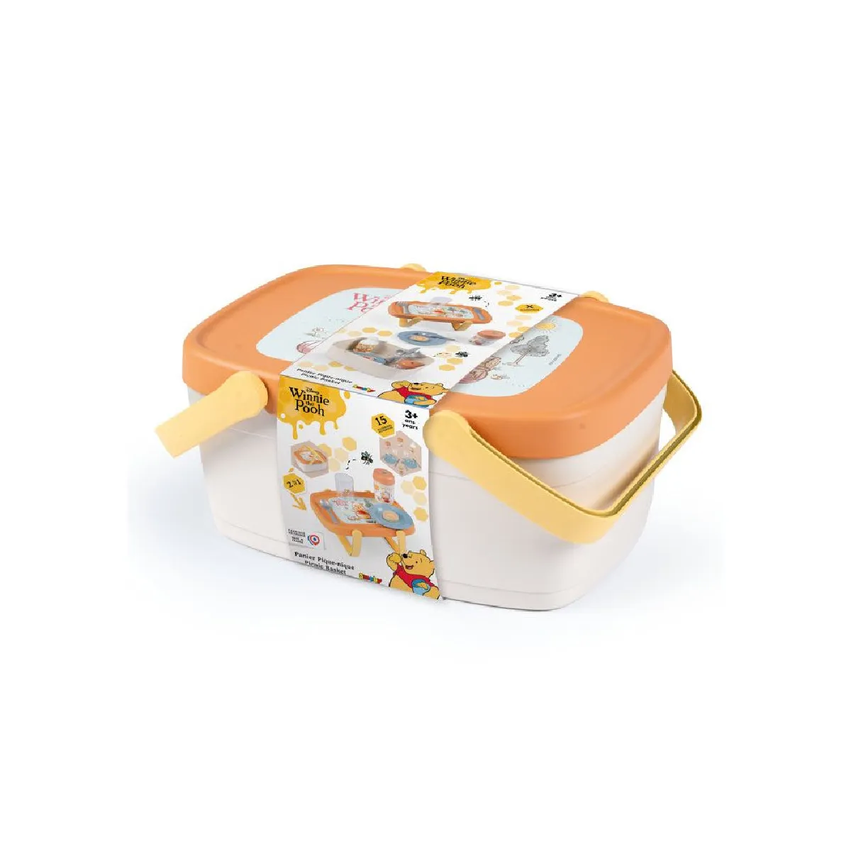 Smoby Panier de pique-nique Winnie l’Ourson 2 en 1 - Table latérale - 15 accessoires
