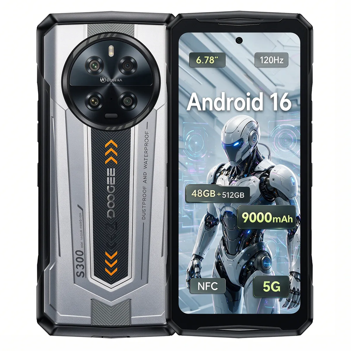 DOOGEE  S300 5G 12/512Go Smartphone Robuste 6.78"" 120Hz 108MP Argent