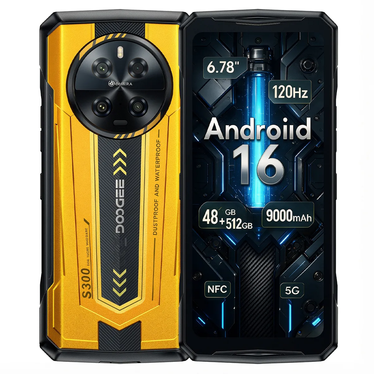 DOOGEE  S300 5G 12/512Go Smartphone Robuste 6.78"" 120Hz 108MP Jaune