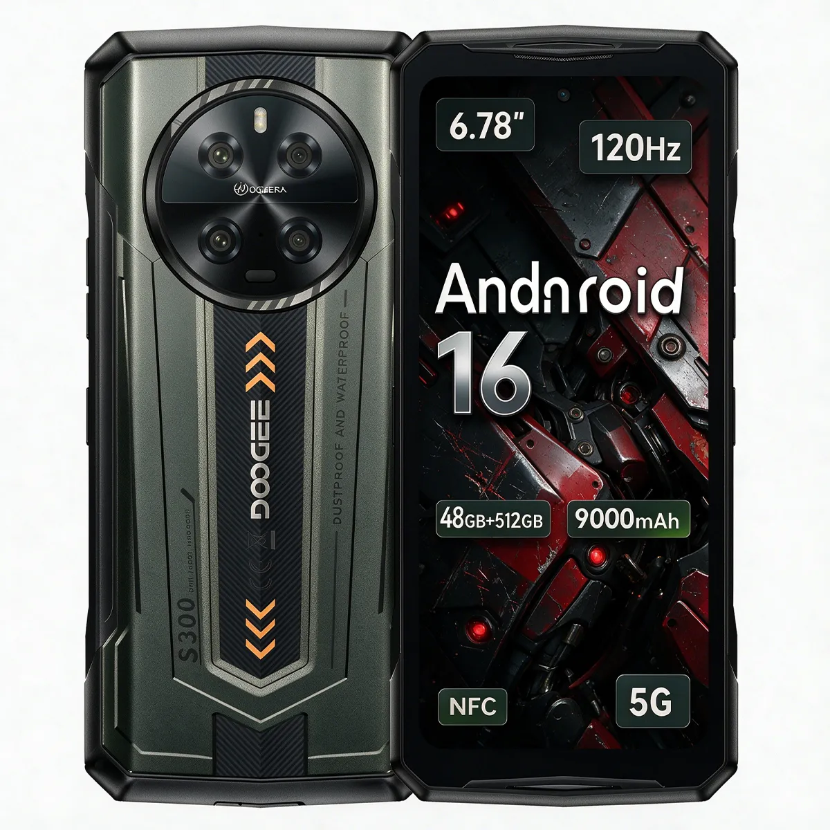 DOOGEE  S300 5G 12/512Go Smartphone Robuste 6.78"" 120Hz 108MP Gris