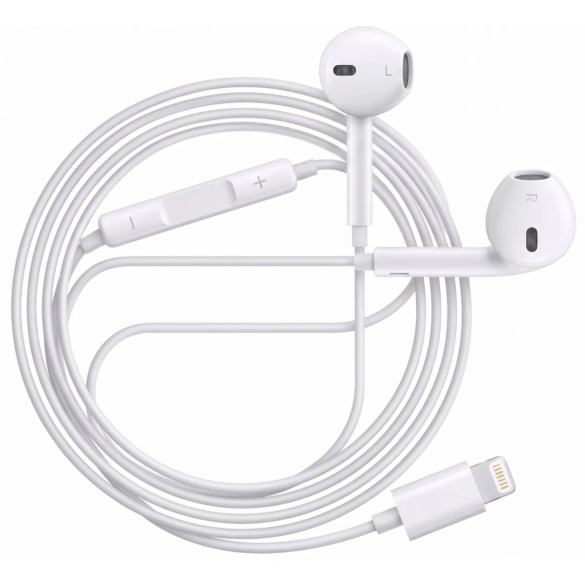AVIZAR  &Eacute;couteurs pour iPhone 14 Pro Filaires Lightning avec Micro int&eacute;gr&eacute; Blanc