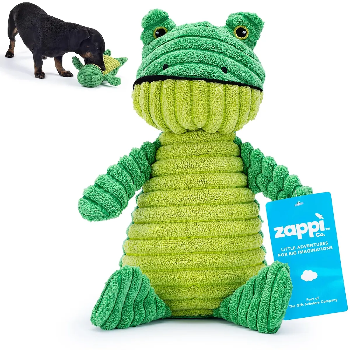 Grenouille en Peluche Verte avec couineur : Douce, côtelée, Jouet interactif pour Petits et