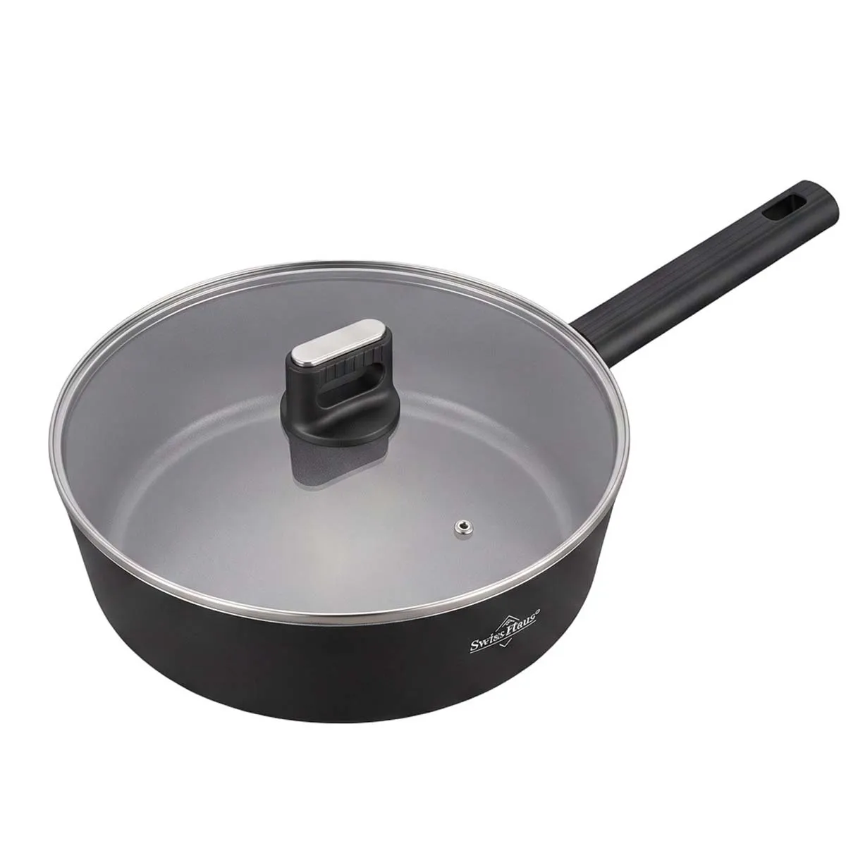 Swiss Haus Noir Poêle Profonde De Cuisson 24Cm Avec Couvercle En Verre