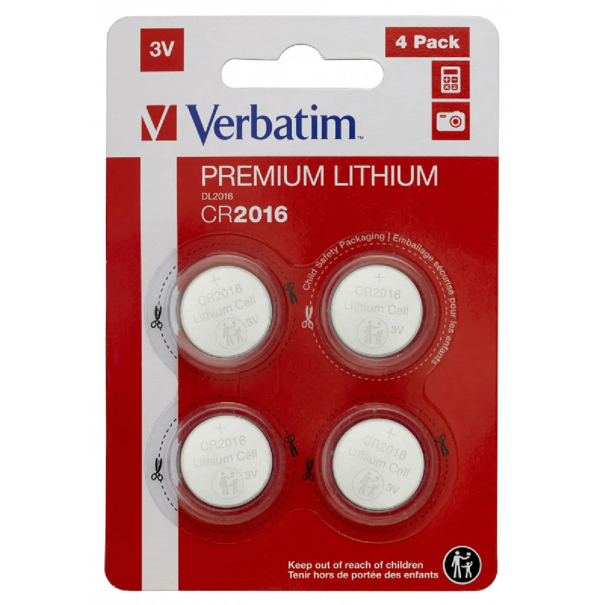 Piles au lithium Verbatim CR2016 Blister de 4 unités - vue 2