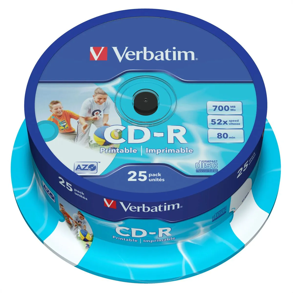 Verbatim CD R700MB 52x SupAZO Spdl printabl 25pk - vue 2
