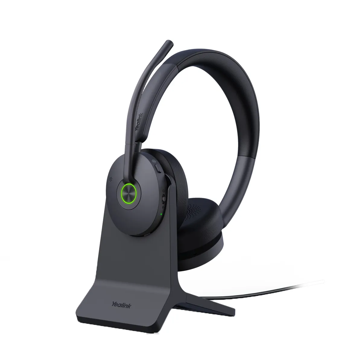 Yealink Noir Wh68 Casque Sans Fil Hybride Dect Et Bluetooth Avec Support De Charge