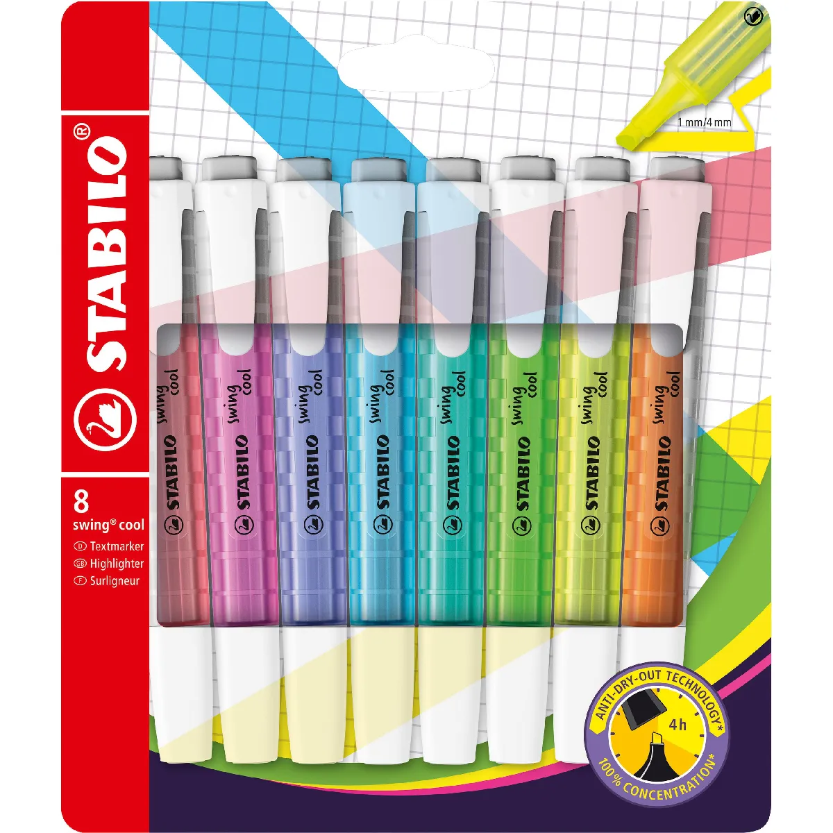STABILO swing cool Surligneur Pochette x 8 surligneurs fluo assortis - vue 2