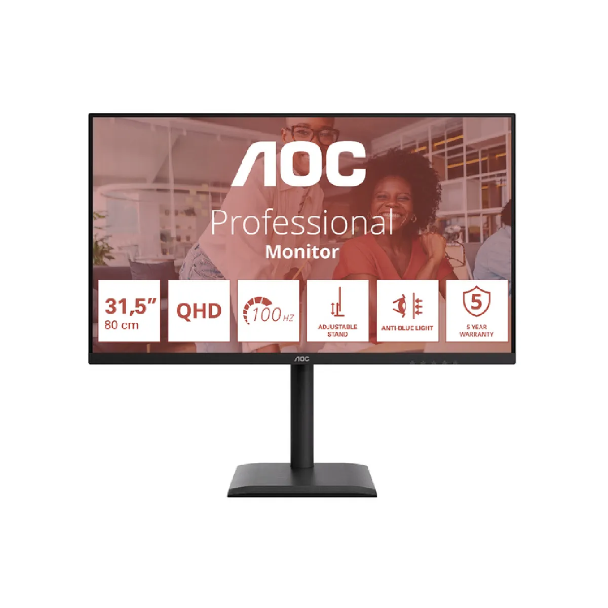 Écran PC AOC Q32E4U 31,5" Quad HD 100Hz IPS Hub USB Haut-parleurs HAS HDR - Image 4