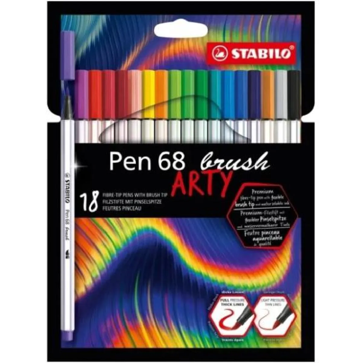 STABILO Pen 68 brush ARTY stylo feutre Couleurs assorties 18 pièce - vue 2