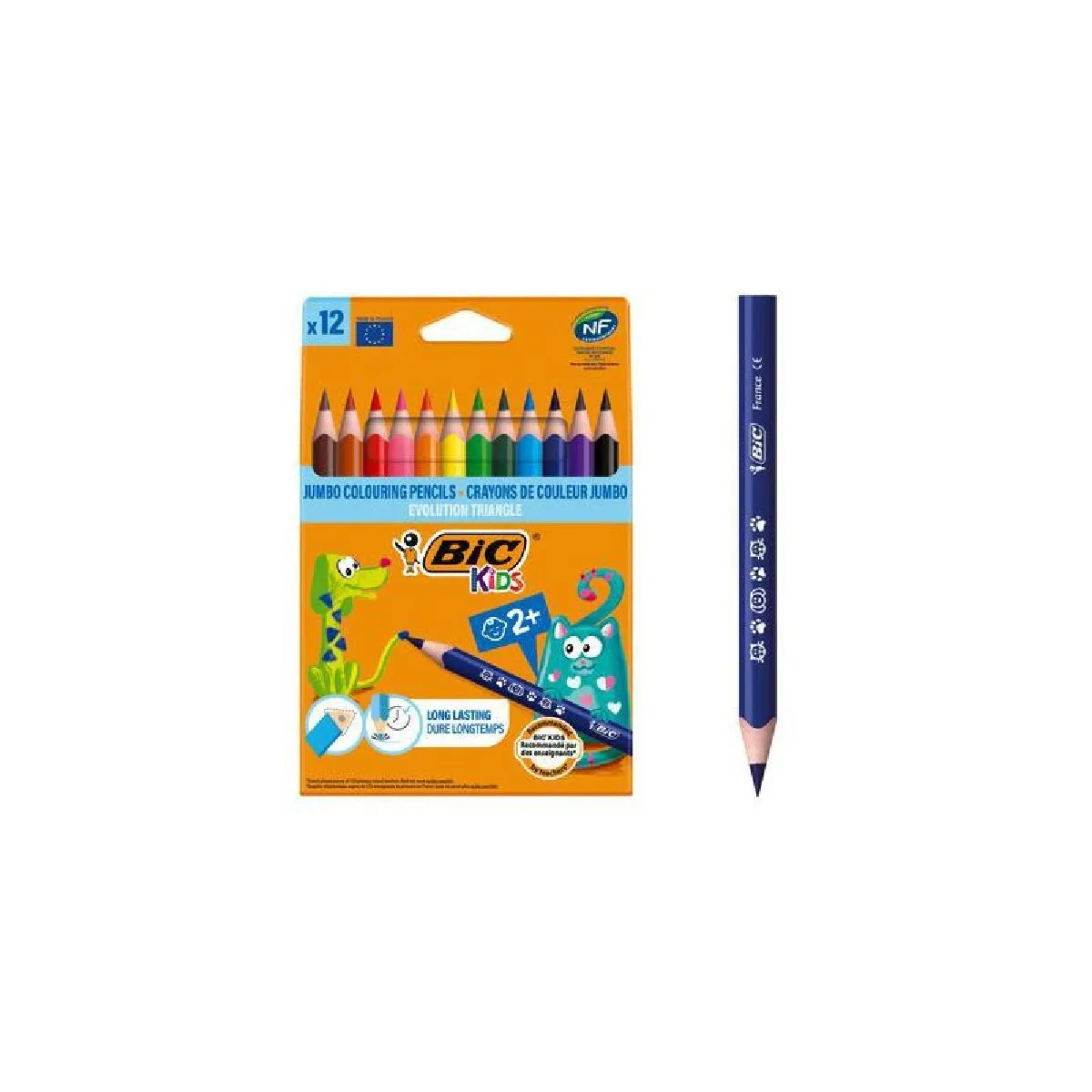 BIC Kids Evolution Triangle Crayons de Couleur - Étui de 12