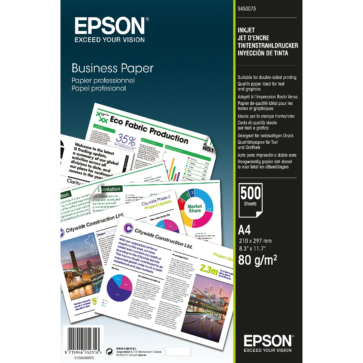 Epson Business Paper 80gsm A4 500 sheets - vue 3
