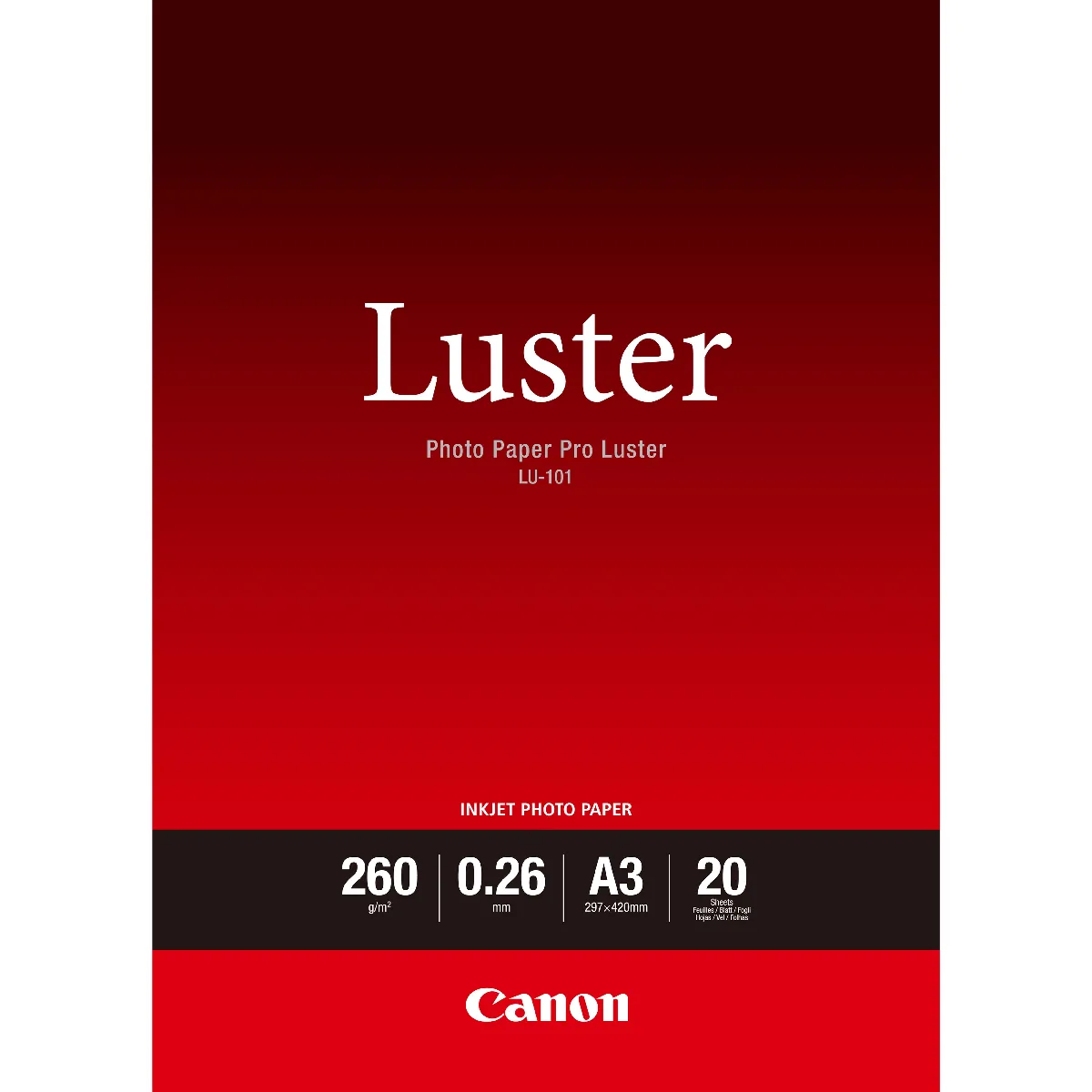 Canon Papier Photo Professionnel Lustré LU-101 A3 - 20 feuilles