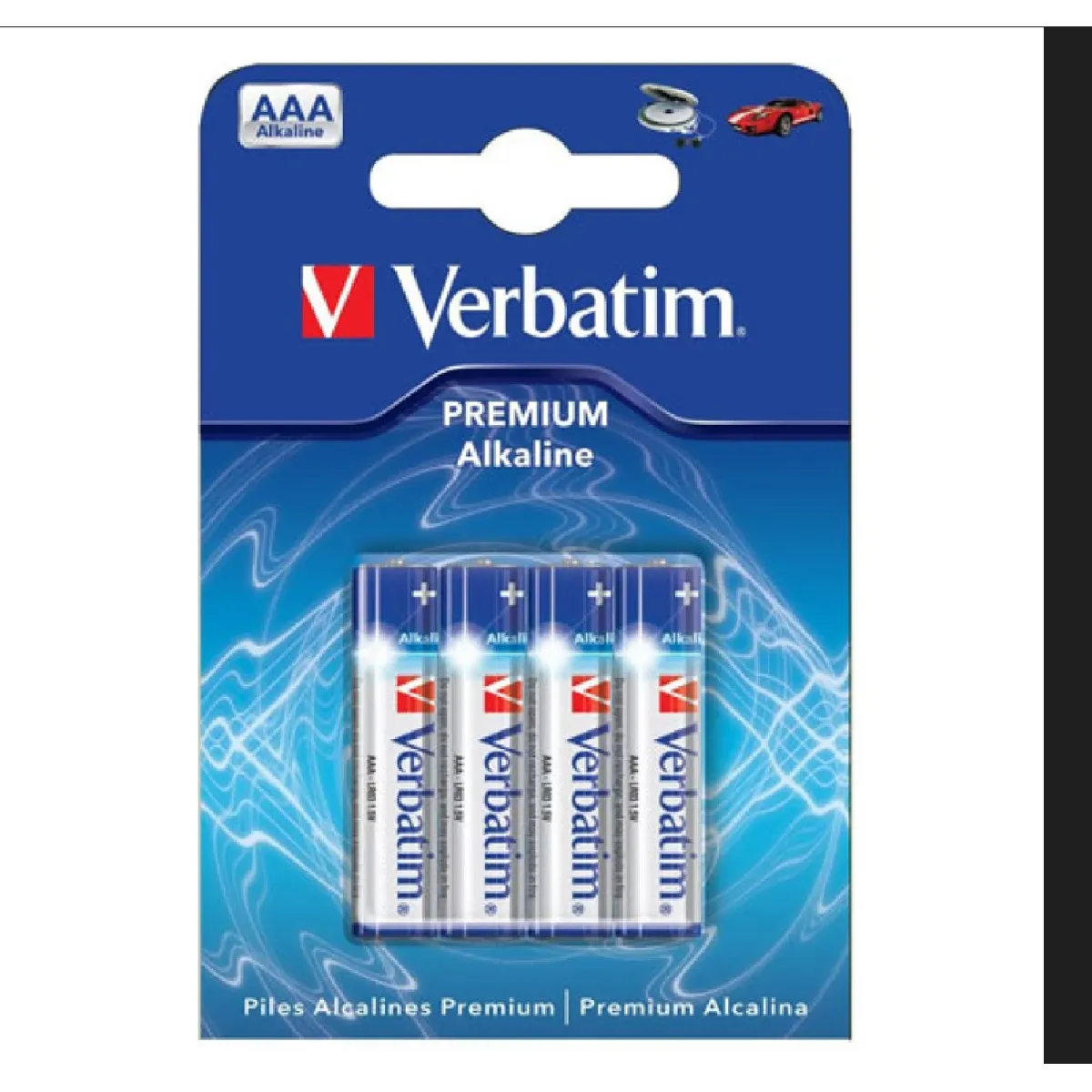 VERBATIM Piles alcalines AAA Premium I 1 5V I AAA LR03 Micro I Batteries AAA I Batteries pour lecteur MP3 appareil photo télécommande rasoir et autres I Premium pile alcaline I 4 pièces - vue 2