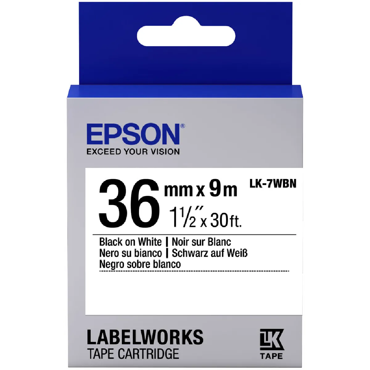 Epson LabelWorks LK 7WBN Bande d'étiquettes sur Rouleau 3 6 cm x 9 1 rouleau x pour LabelWorks LW LW LW Z900FK - vue 3