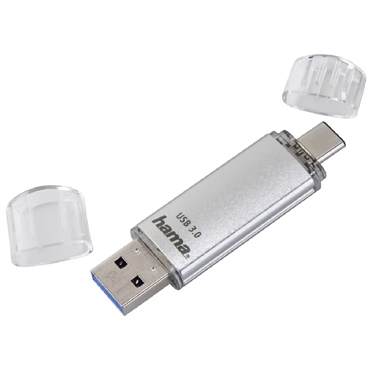 HAMA  Cl&eacute; USB 3.0/3.1 C-Laeta, 64 Go, USB-C et USB-A, Argent