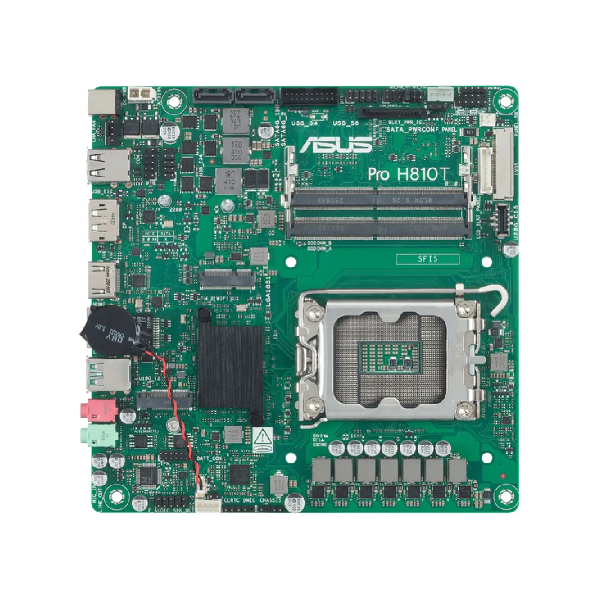 ASUS PRO H810T CSM Carte mère Thin mini ITX Socket LGA1851 H810 Chipset USB C 3.2 Gen 2x2 USB 3.2 Gen 2 USB 3.2 Gen 1 Gigabit LAN carte graphique embarquée unité centrale... - vue 6