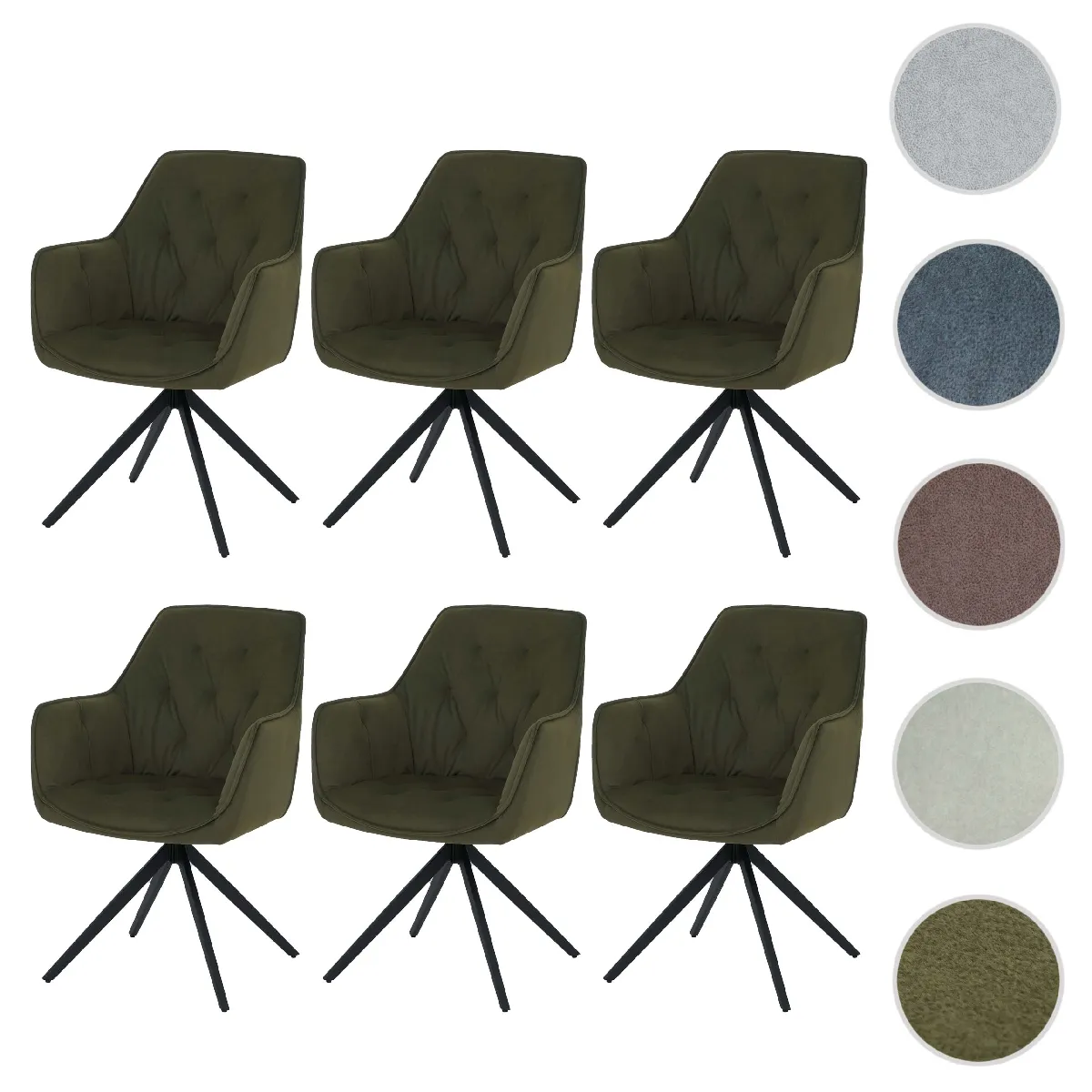 Mendler Vert Lot De 6 Chaises De Salle À Manger Hwc-L80 Tissu