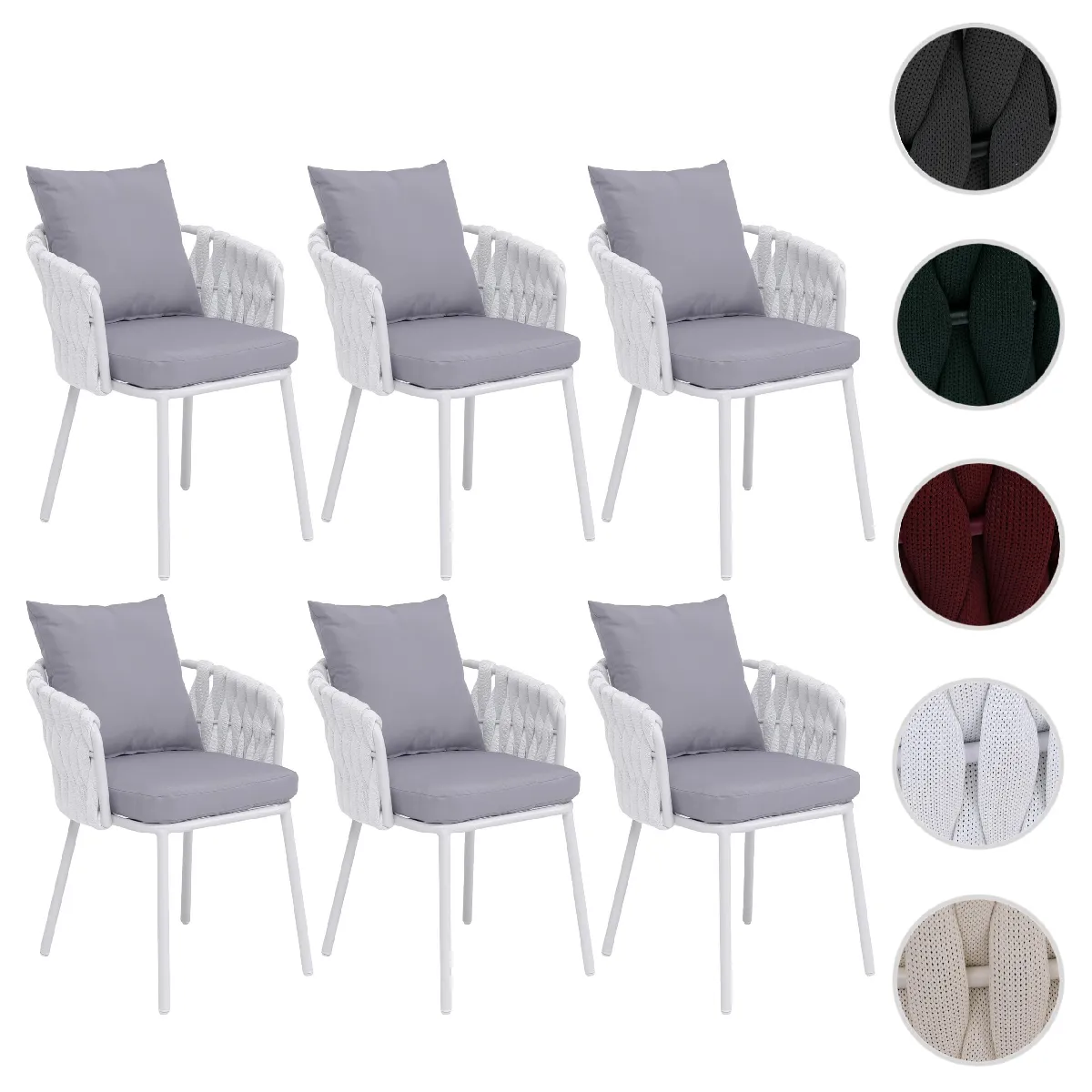 Mendler Gris/Clair Lot De 6 Chaises De Salle À Manger En Aluminium Hwc-P89