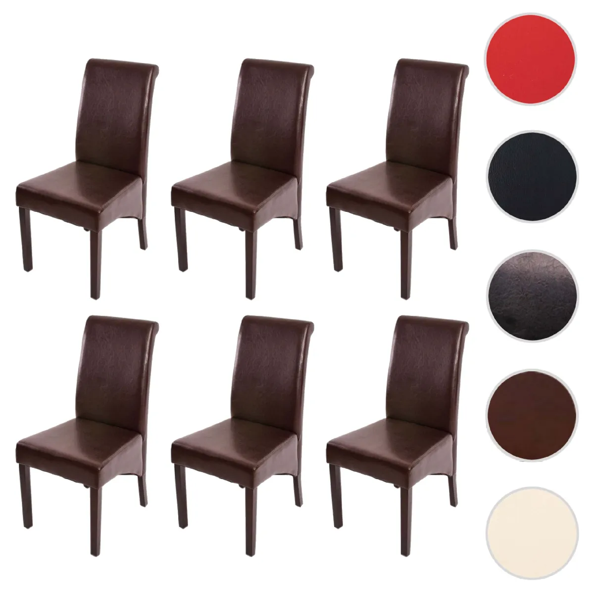 Mendler Marron 6X Chaise Salle À Manger M37 Cuir Pieds Foncés